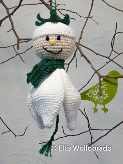 Schneeglöckchen-Wichtel, süsse Deko-Hänger, Häkelanleitung