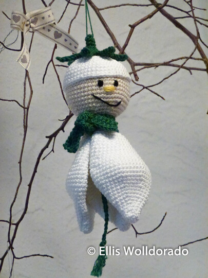 Schneeglöckchen-Wichtel, süsse Deko-Hänger, Häkelanleitung