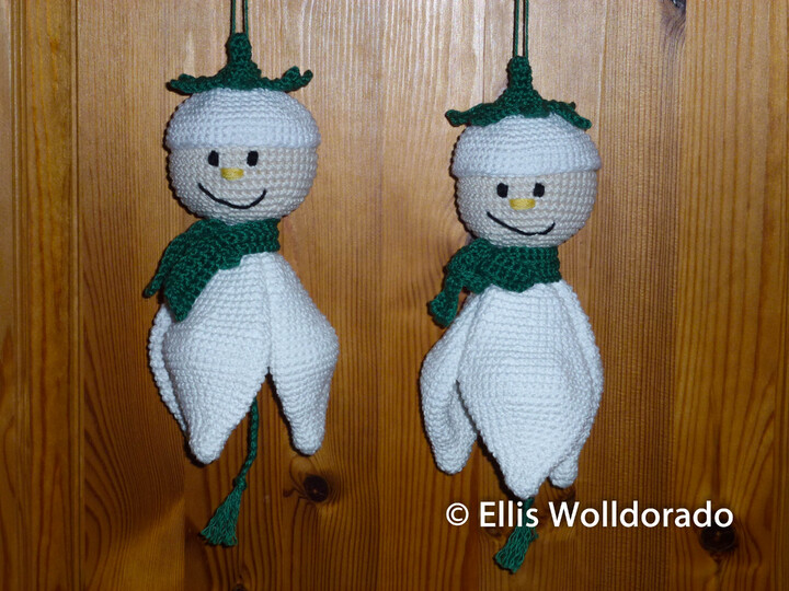 Schneeglöckchen-Wichtel, süsse Deko-Hänger, Häkelanleitung