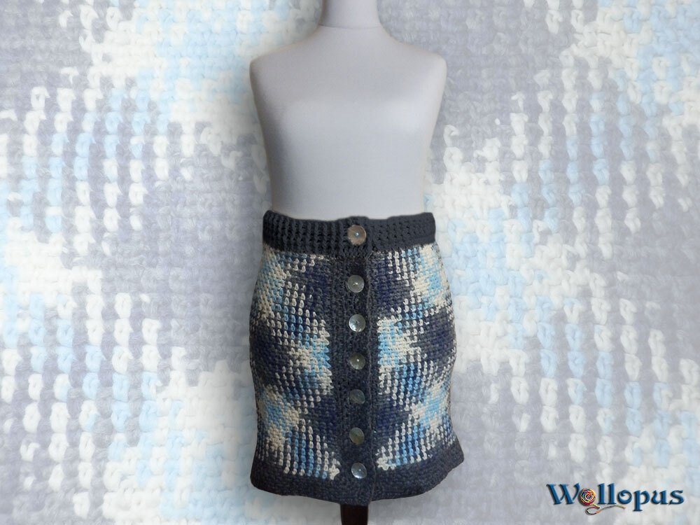 Rock Winterkaro mit Planned Pooling - Crochet