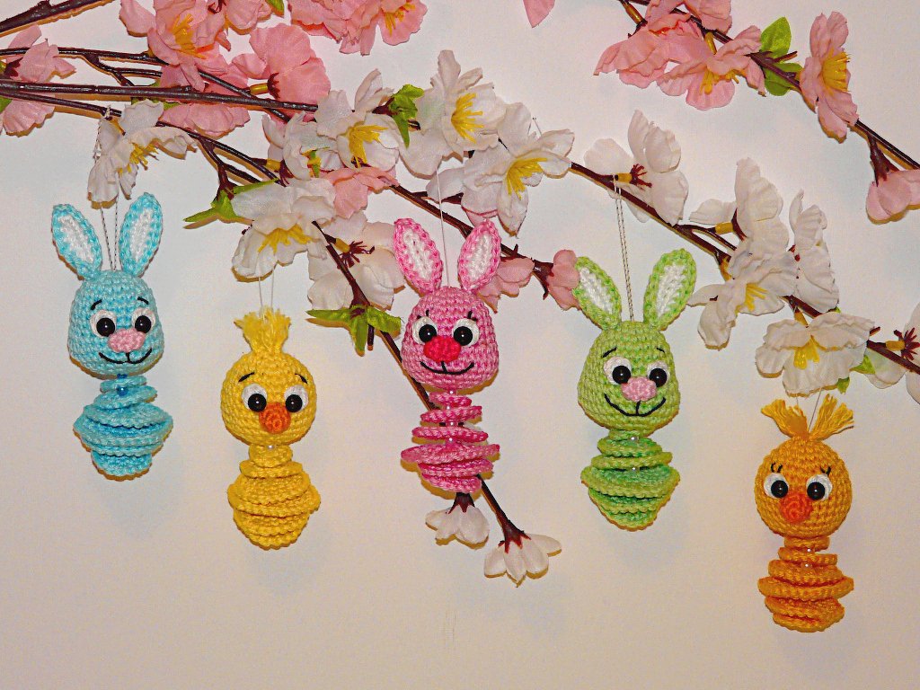 Häkelanleitung Osteranhänger Hase und Küken