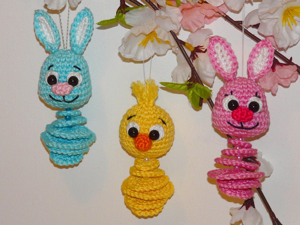Häkelanleitung Osteranhänger Hase und Küken