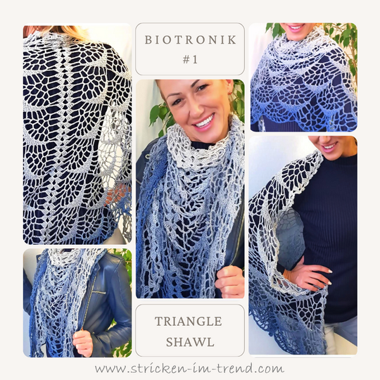 Crochet Pattern for Triangle Shawl | Shawl BioTronik #1