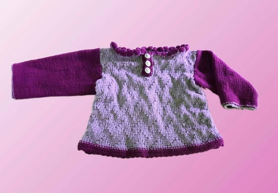 Anleitung Spezieller Kinderpulli/Kleid gestrickt für ca. 12 Monate alt