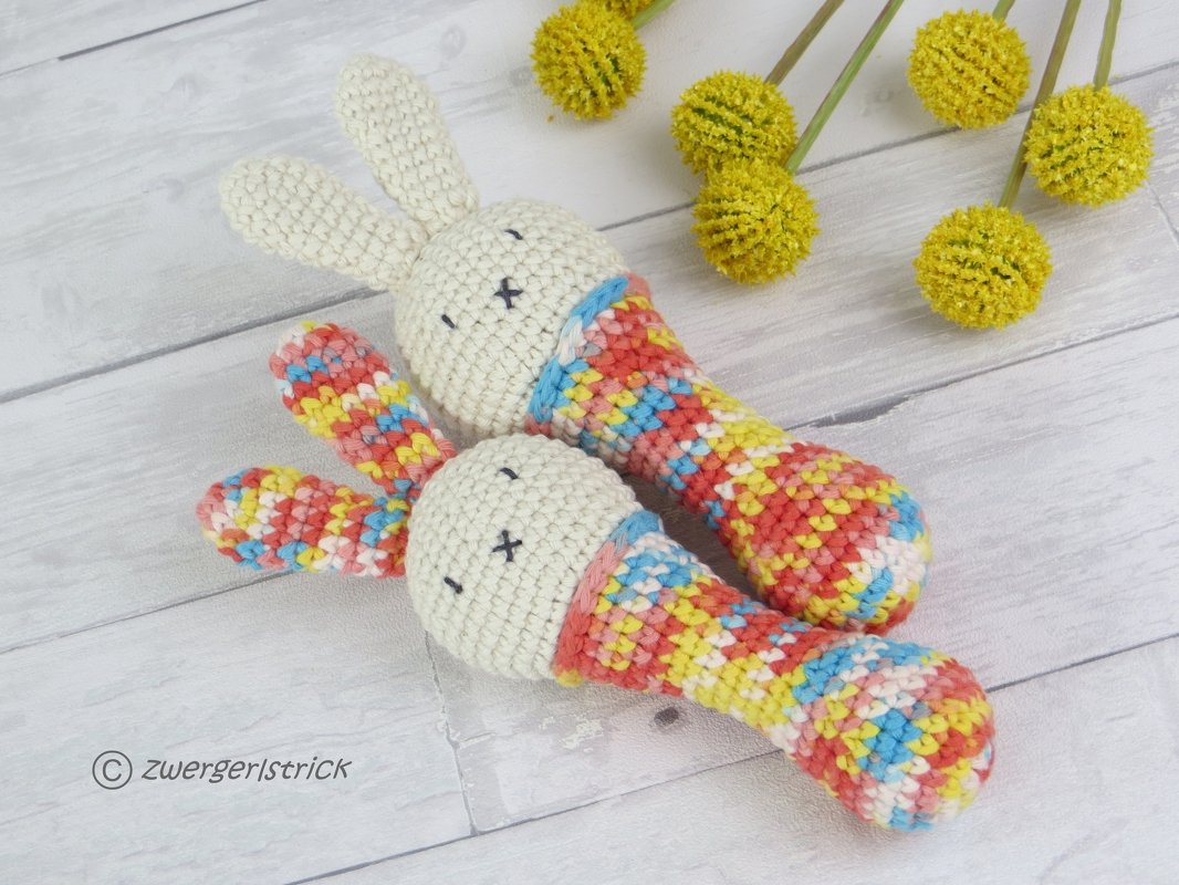 Häkelanleitung für Greifling / Häschenrassel für Babys