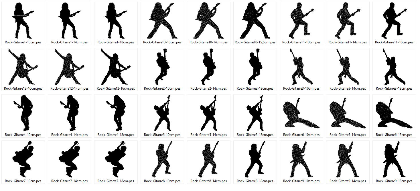 Rock Gitarre Silhouette Stickdatei - Bild 3