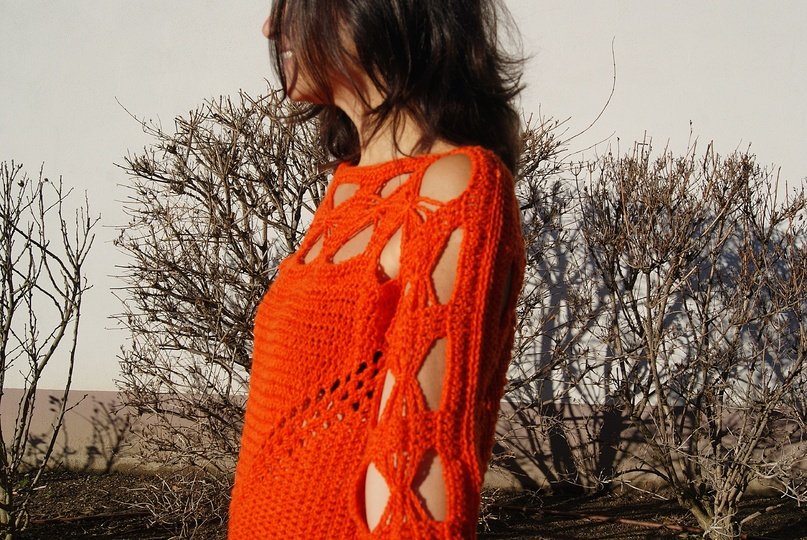 Häkelpulli / Häkelshirt FIRE (leicht an alle Größen azupassen)