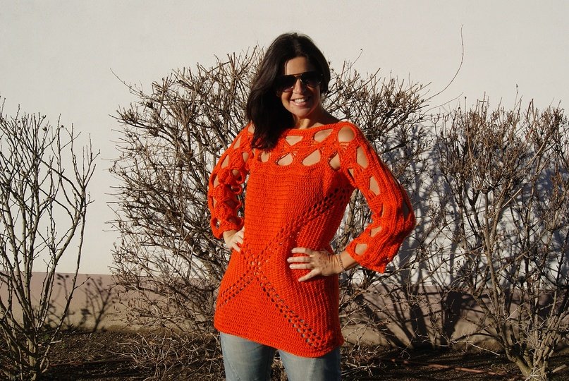 Häkelpulli / Häkelshirt FIRE (leicht an alle Größen azupassen)