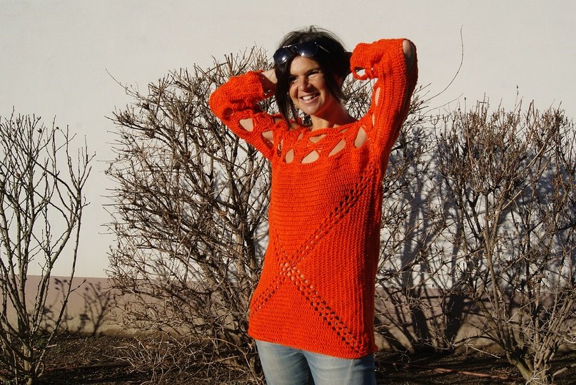 Häkelpulli / Häkelshirt FIRE (leicht an alle Größen azupassen)