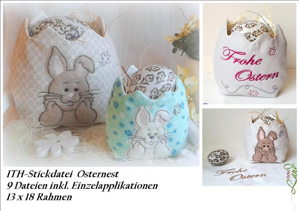 ITH Stickdatei Osternest 13x18