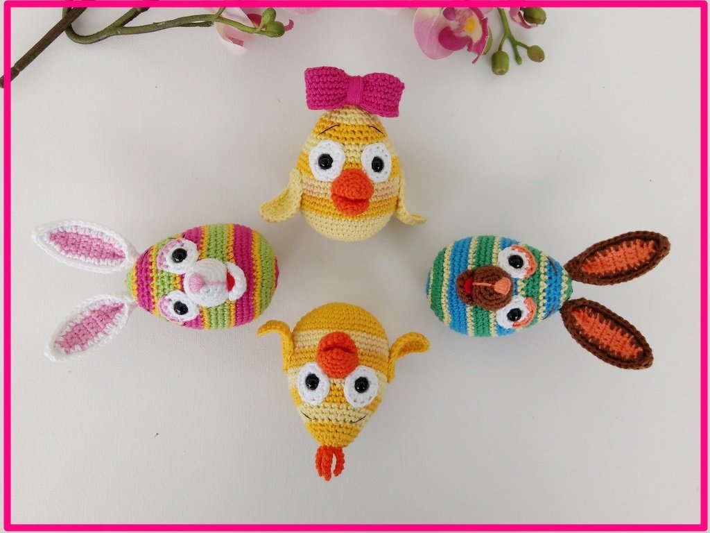 Häkelanleitung lustige Ostereier Osteranhänger Hase und Küken - Bild 2
