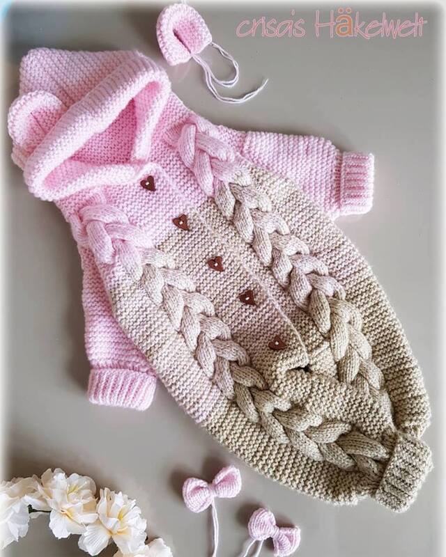 Strickanleitung Babyoverall ++ Braids ++ onesize Gr. 0-6 Monate