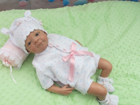 Strickanleitung Modell IDA Gr. 50 4-teilig für Reborns Babygarnitur