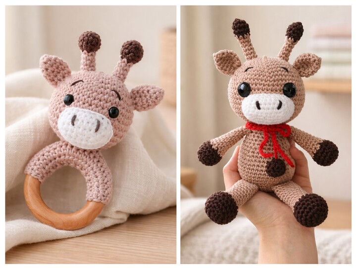 Crochet Pattern Giraffe Rattle and Giraffe Gabriella