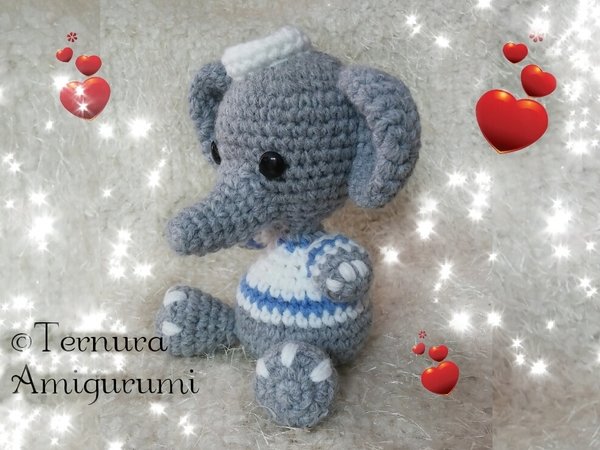 Crochet pattern of Elly, the elephant pdf ternura amigurumi