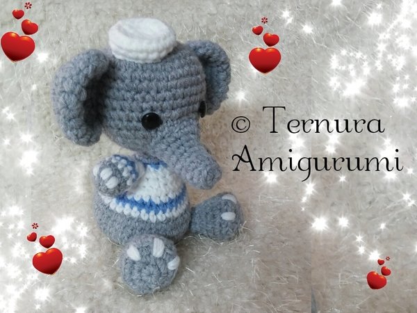 Crochet pattern of Elly, the elephant pdf ternura amigurumi
