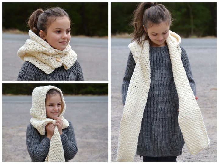 - LANA - Kapuzenschal alle Größen häkeln, Schal mit Kapuze, Scoodie, Hoodie, Kapuze unisex