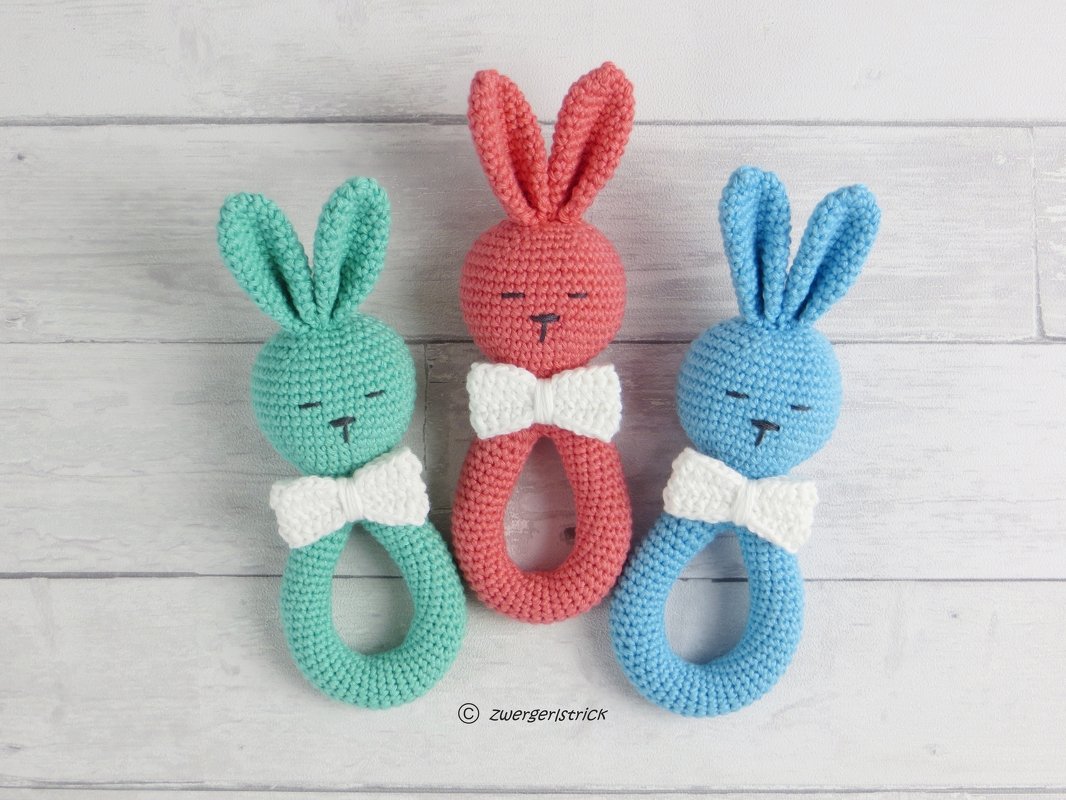 Häkelanleitung für Greifling, Häschen-Greifring - Bild 4