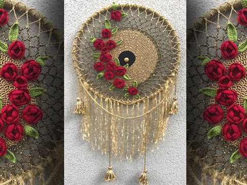 glitzernder Traumfänger "GOLDRAUSCHRosen"