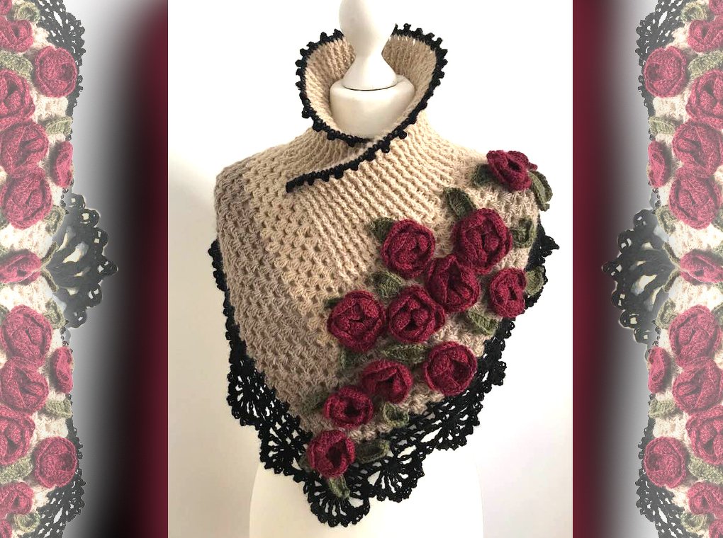 bezaubernder  Kragen "RosenLiebe"