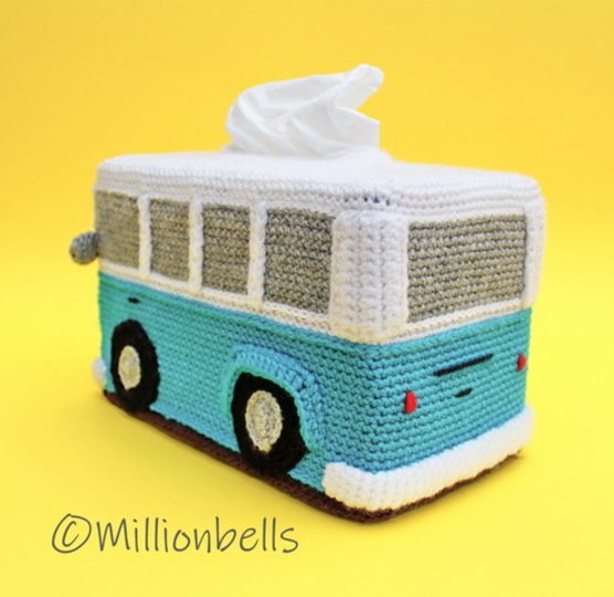 Taschentücher Box Hülle Häkelanleitung Vintage Bus
