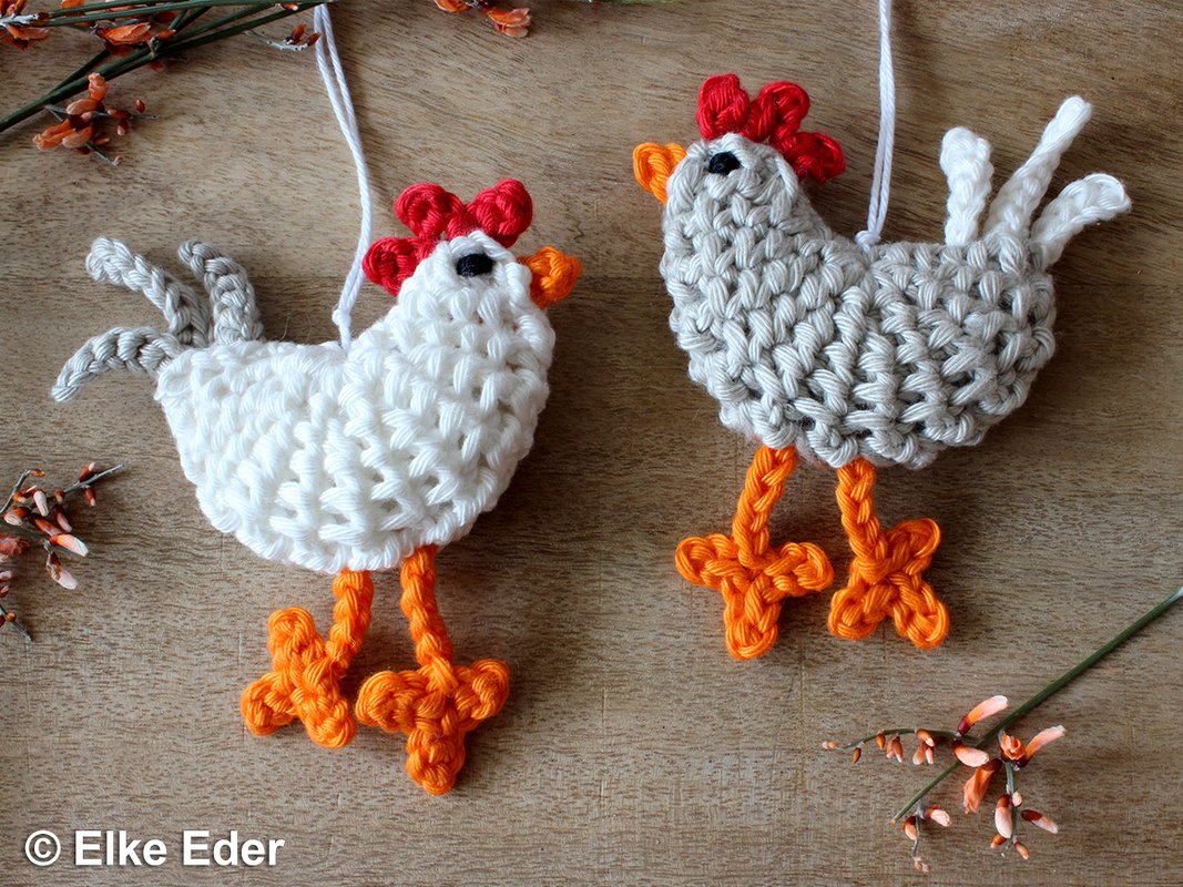 Häkelanleitung für Hühner "Berta und Gundel" - Osterdeko, Taschenbaumler