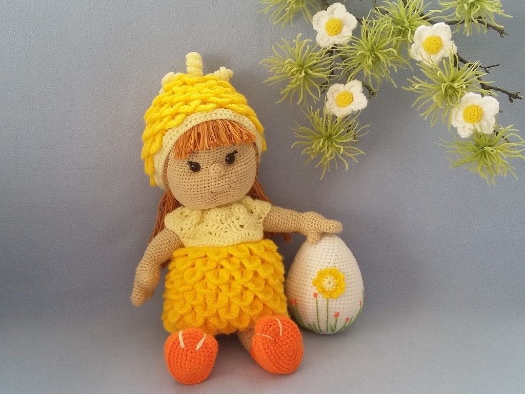 Häkelanleitung, großes Osterei mit Dekoblüten - Bild 3