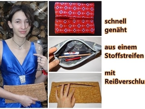 Schnelle Reißverschlusstasche aus einem Stoffstreifen