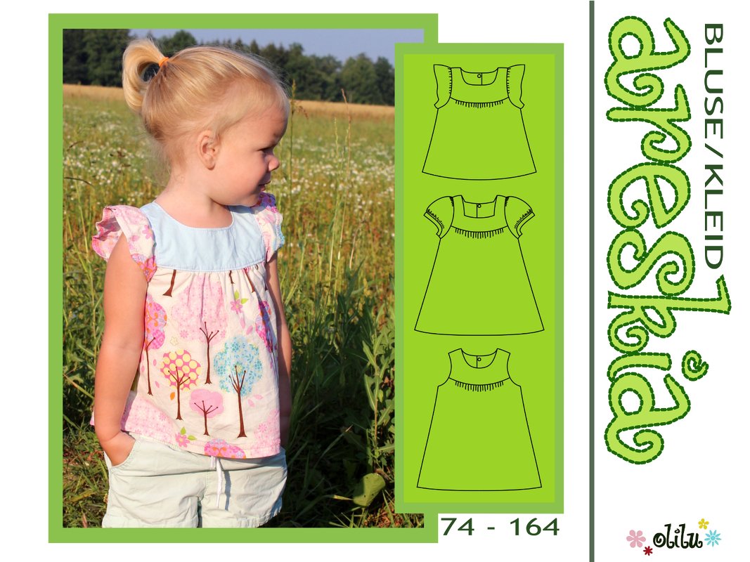 Bluse/Kleid Areskia 74-164 Schnittmuster Nähanleitung
