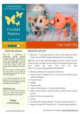 210 Crochet Pattern - Cute Little Pig - Amigurumi PDF file by Ogol CP