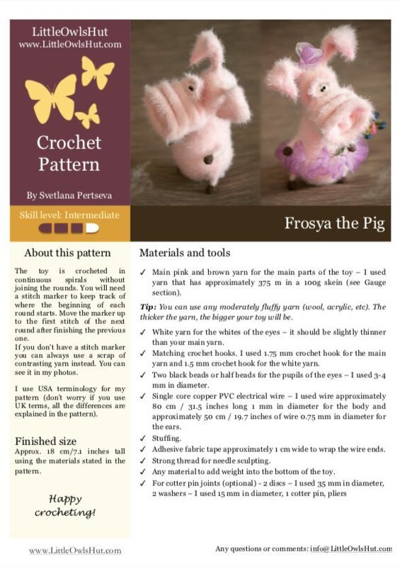 213 Crochet Pattern - Frosya the Pig - Amigurumi PDF file by Pertseva CP