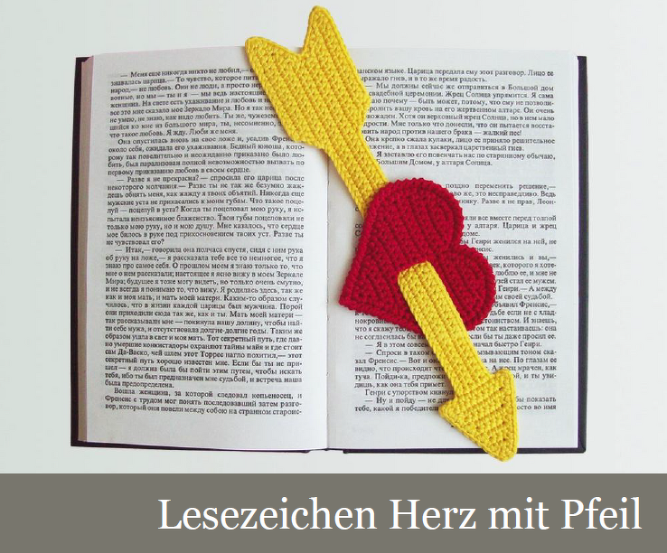 135DE Häkelanleitung Herz mit Pfeil Lesezeichen - PDF Zabelina CP