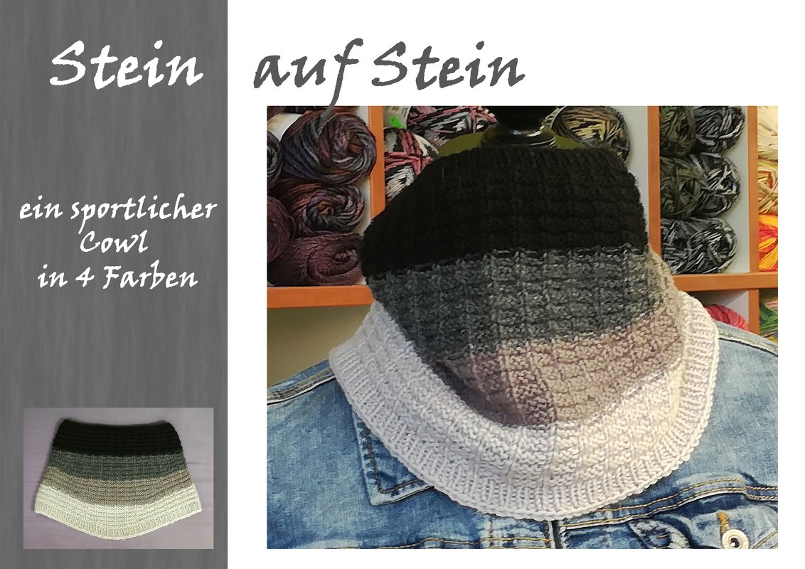 * Stein auf Stein * halbrunder Cowl, Schlupfschal, einfach zu stricken