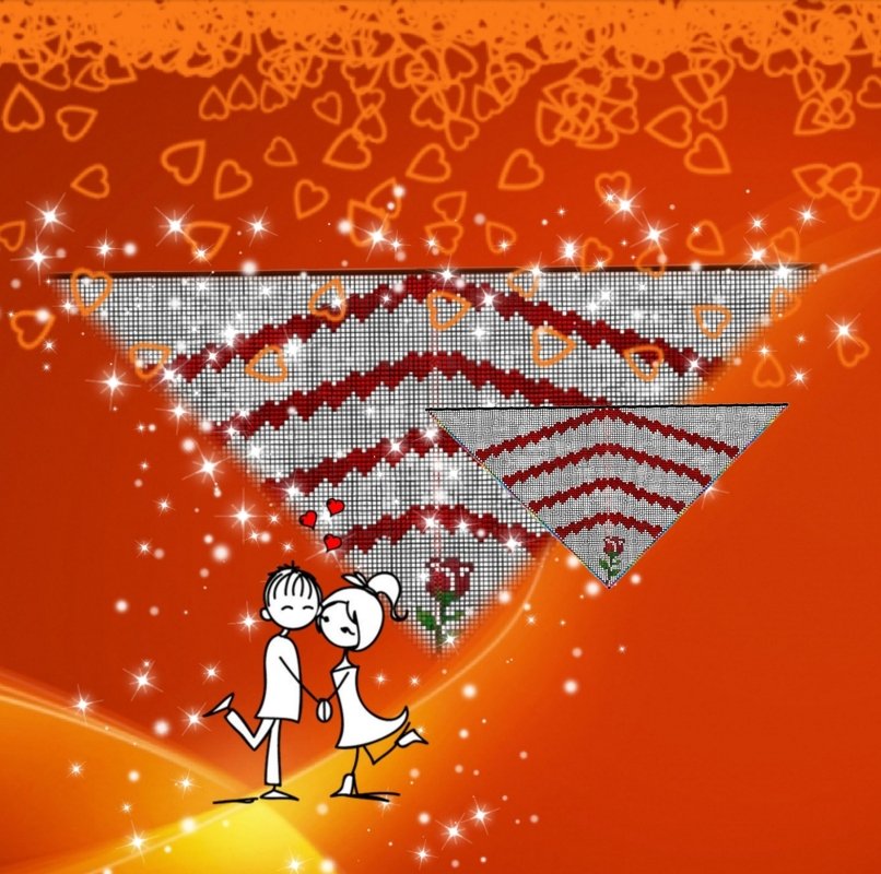 Motivtuch Rose + Herzen