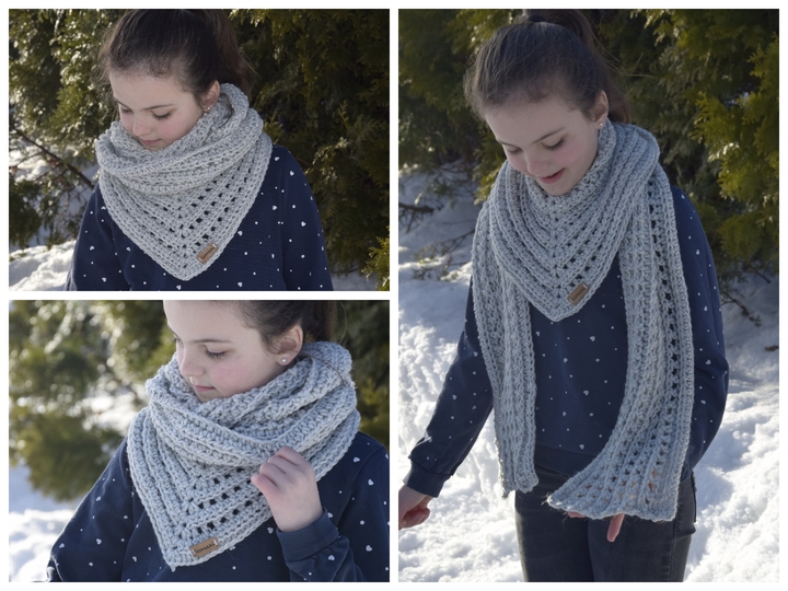 - DELIA - Dreieckschal häkeln für Kleinkinder bis Erwachsene, Schal alle Größen mit Größentabelle, Häkelschal, Loop, Wickelschal, Knopfschal