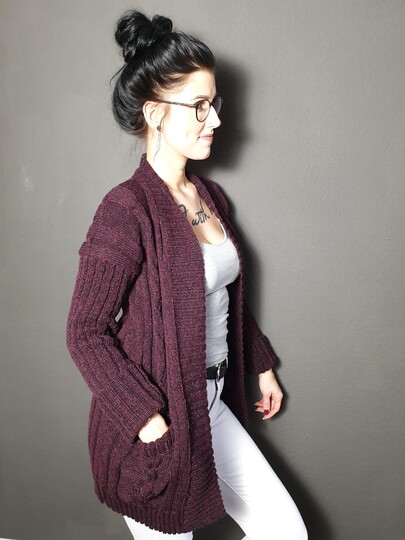 144 Strickanleitung Cardigan Strickjacke 2  S/M L/XL