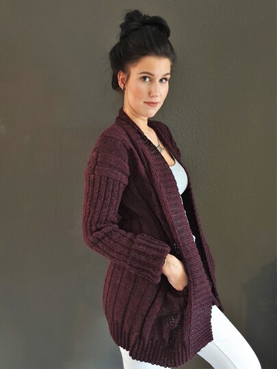 144 Strickanleitung Cardigan Strickjacke 2  S/M L/XL