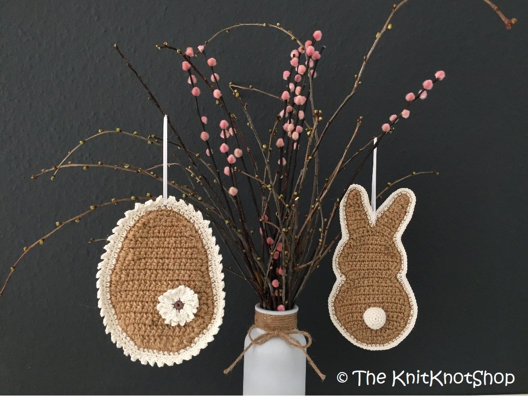PDF Häkelanleitung Osteranhänger Ei und Hase "Natur"