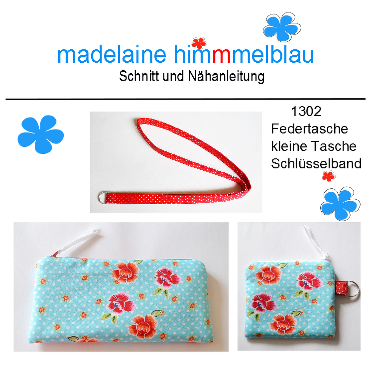 1302 Schnittmuster Federtasche Federmäpchen Schlüsselband Tasche PDF