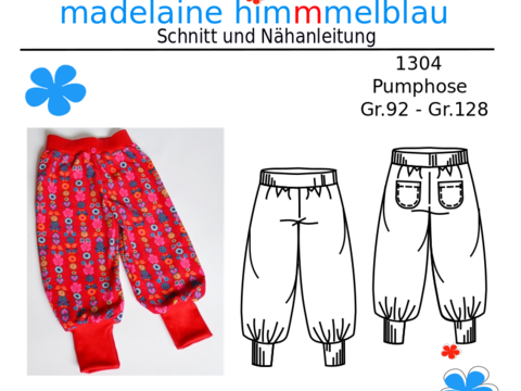 1304 Schnittmuster Kinderhose Spielhose Kinder Hose Gr.92-128 PDF