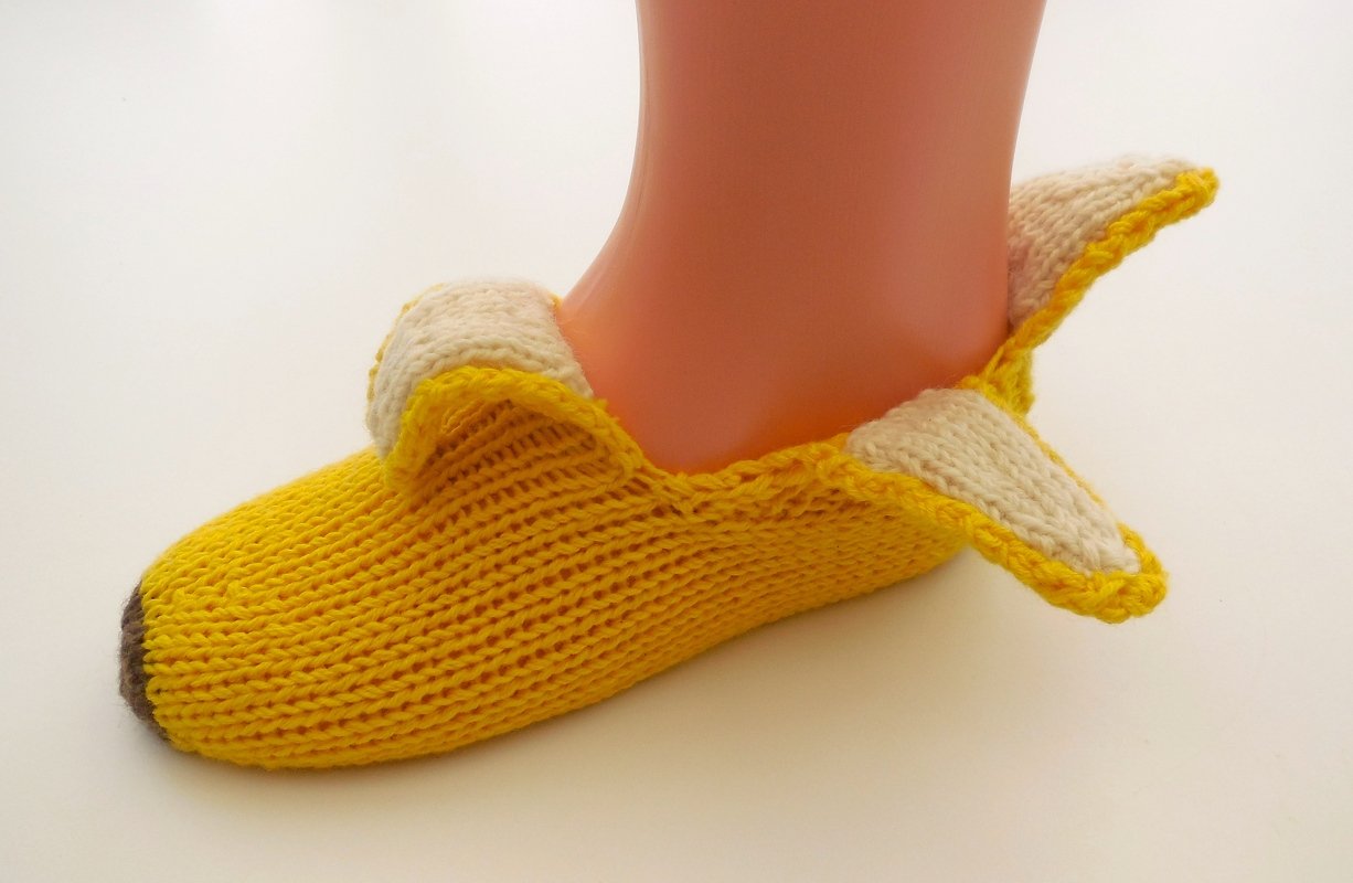 Strickanleitung Lustige Kinder Bananensocken/Sneakers