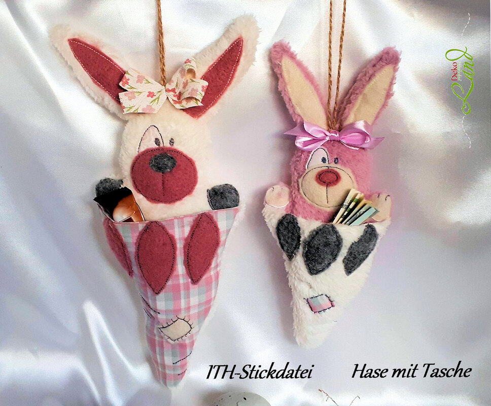 ITH Stickdatei Hase mit Tasche 13x18