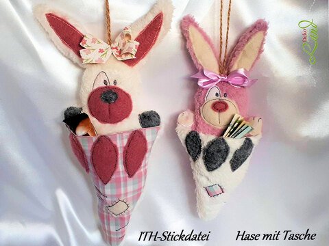 ITH Stickdatei Hase mit Tasche 13x18