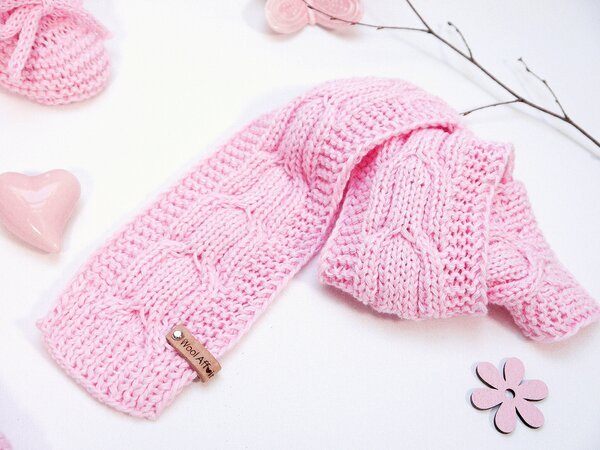 Knitting Pattern - Baby Set MARRA - Booties, Bonnet and Scarf - No216E