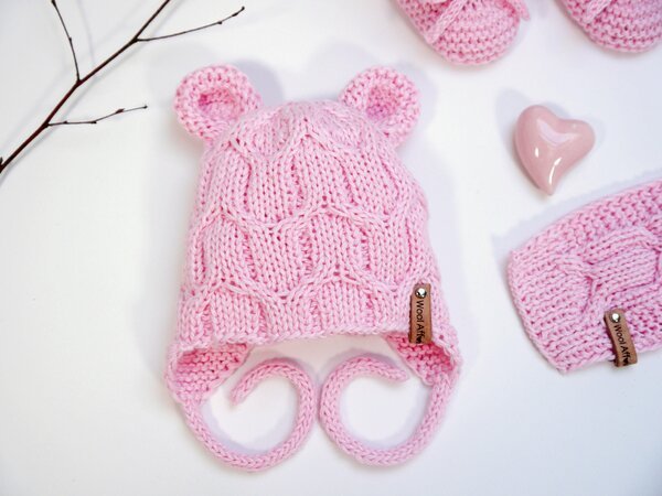 Knitting Pattern - Baby Set MARRA - Booties, Bonnet and Scarf - No216E