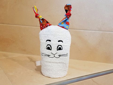 Stickdatei "Waschlappen Hase" Rahmen 13 cm x 18 cm