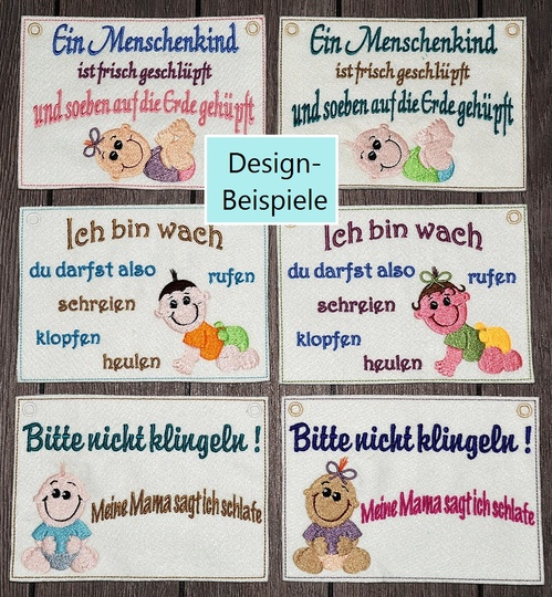 ITH Stickdateien Babyschilder für den 13x18 Rahmen