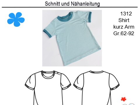 1312 Schnittmuster T- Shirt Kindershirt Babyshirt Shirt Baby Gr.62-92 PDF