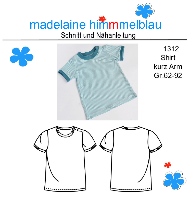 1312 Schnittmuster T- Shirt Kindershirt Babyshirt Shirt Baby Gr.62-92 PDF