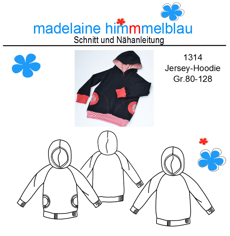 1314 Schnittmuster Kinder Kinderpullover Hoodie Mädchen Junge Gr.80-128 PDF